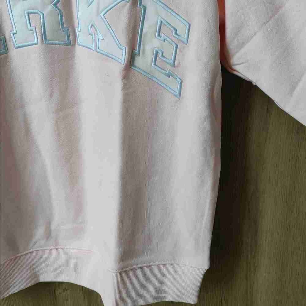 Parke Pink PARKE Logo Sweatshirt Mock Neck Preppy Oversized Cozy Pullover - Picture 7 of 7